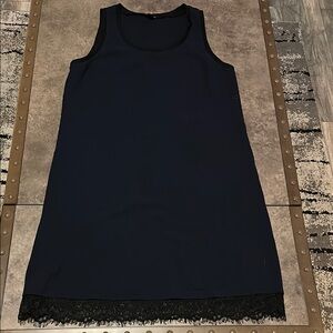 Black Lace Chemise with Scalloped Hem